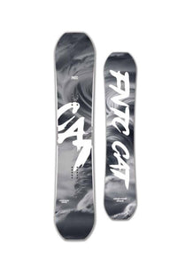 Two snowboard decks with a brand logo on a white background