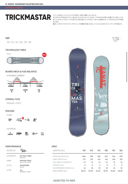 Pre Order 2025-2026 FANATIC TRICKMASTAR Snowboards