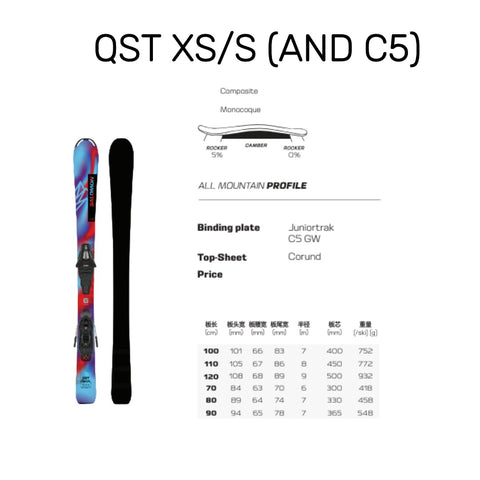 24-25 Salomon (Kids/Junior) QST XS/S Skis with C5 Binding